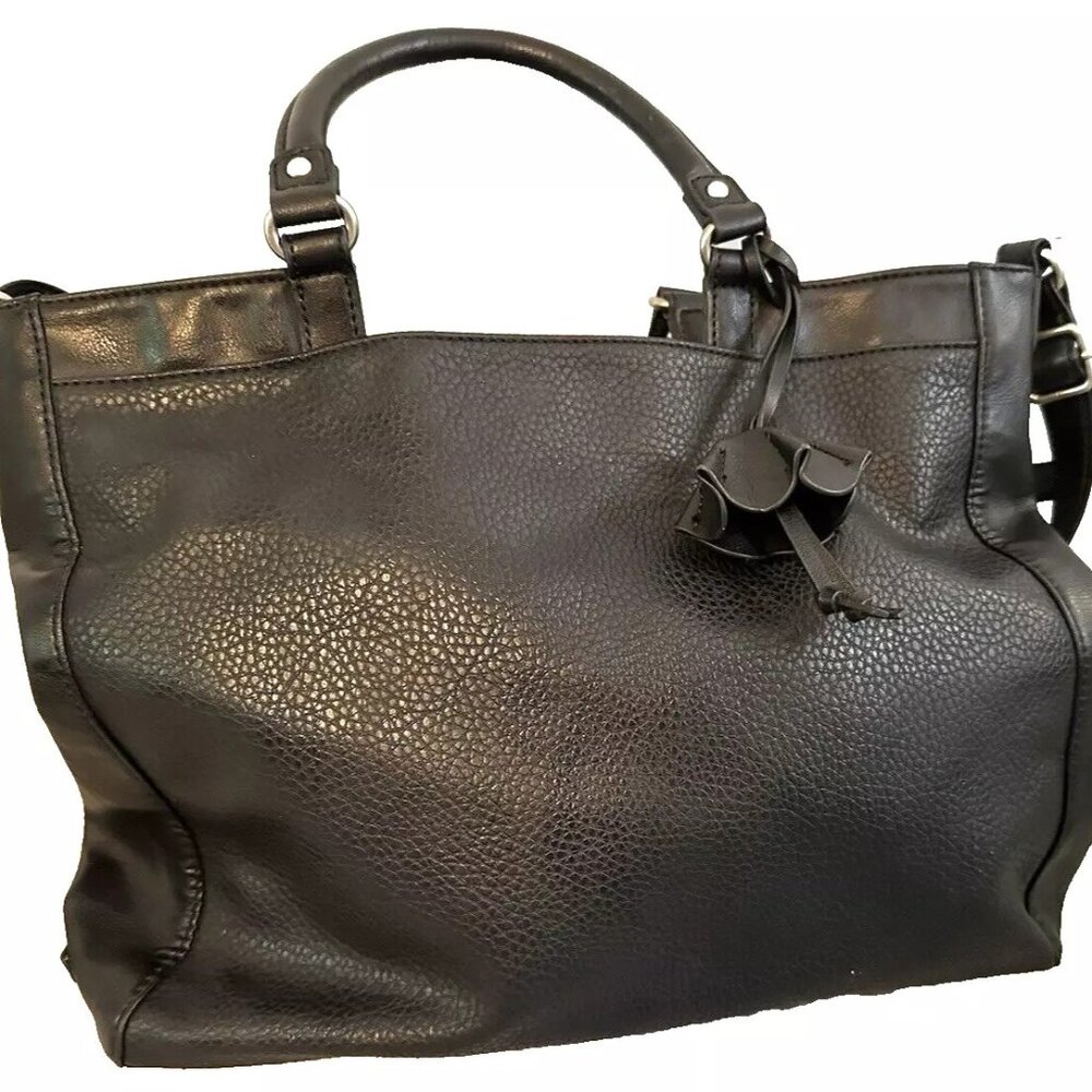 FOSSIL Relic Black Leather Crossbody Shoulder Bag Purse CLEAN app 16X10"